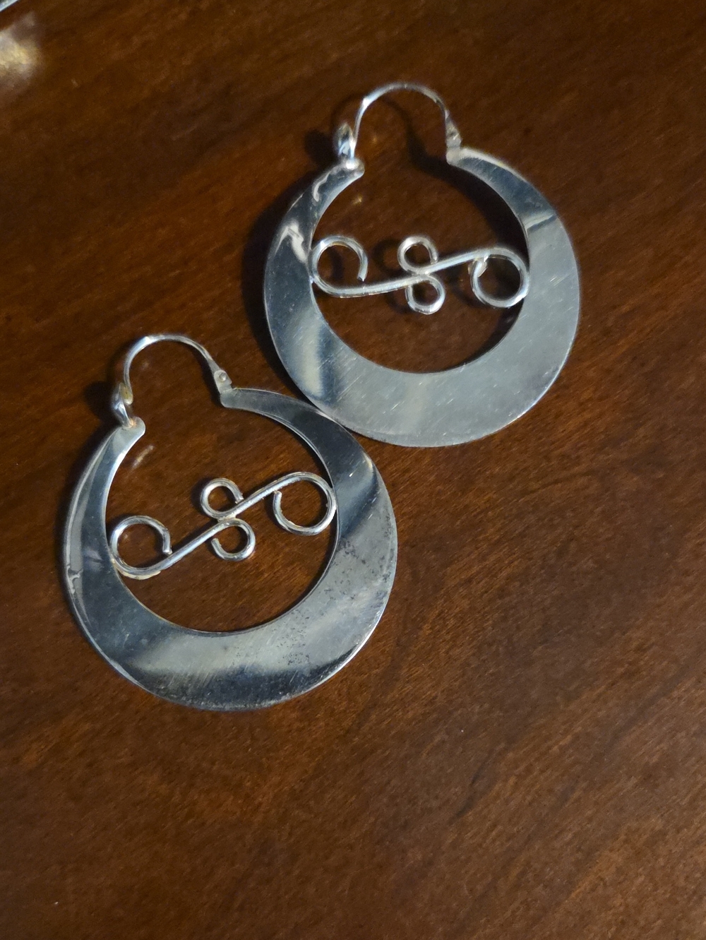 Silver Hoop Swirl Drop Earrings - Women Jewelry